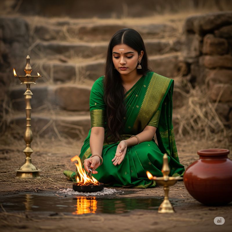 Sacred fire ritual being prepared