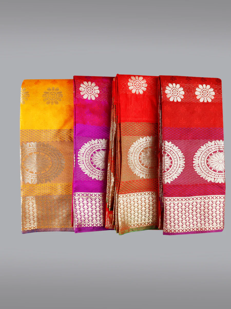 Half-saree (Pavadai Dhavani) fabric options suitable as an offering